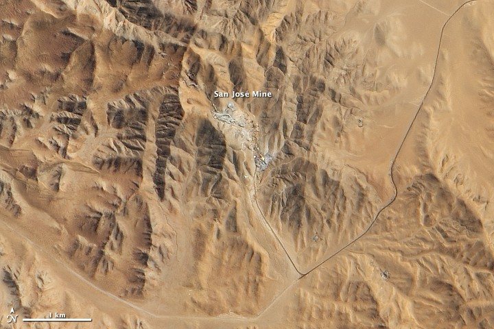 Satellite view of the San José mine in Chile’s Atacama Desert