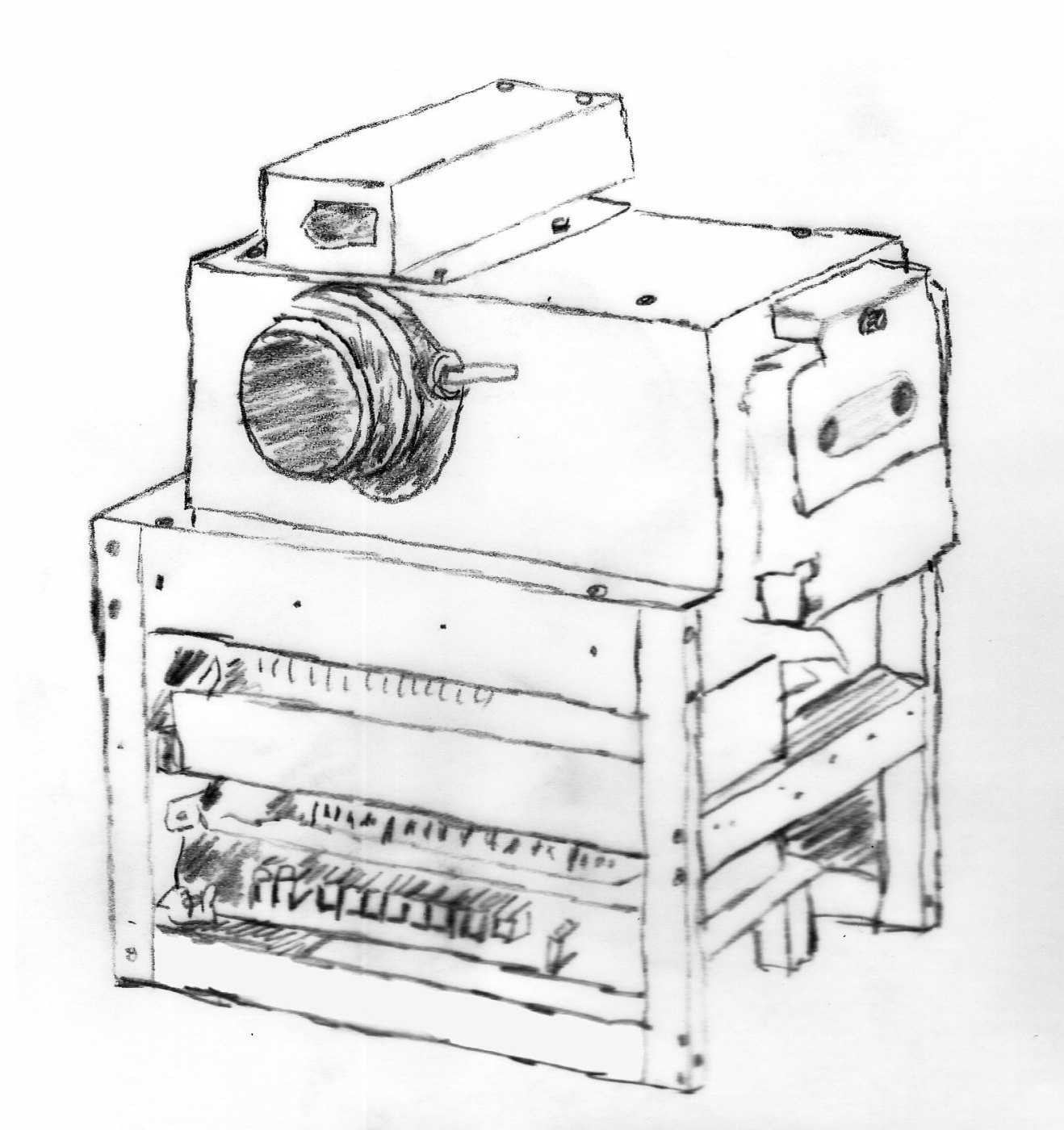 Artist's sketch of Steven Sasson's first self-contained digital camera prototype